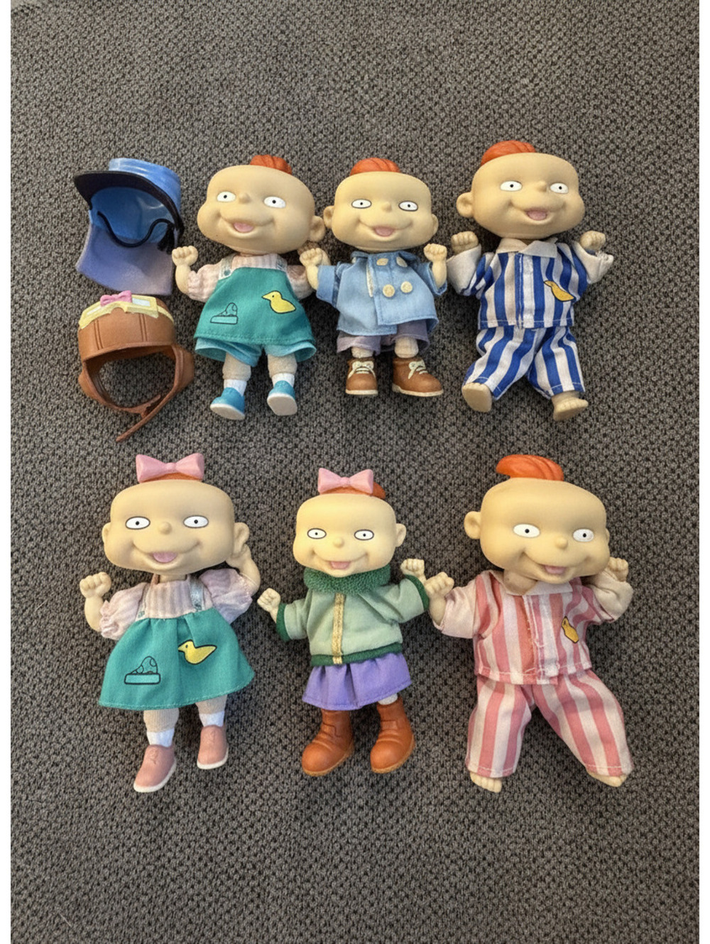 Vintage 1998 Mattel Rugrats Movie Phil Lil Twin Mini Plush Doll w/ 2 hats